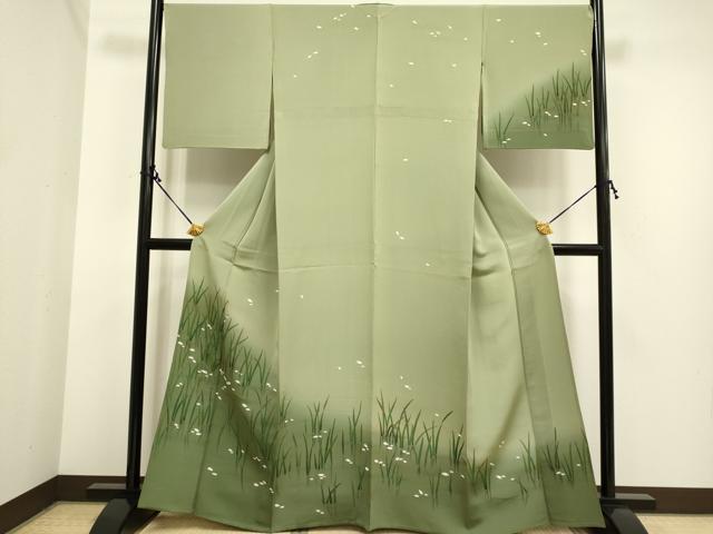 平和屋着物▽訪問着 単衣 舞桜文 暈し染め 金彩 正絹 逸品 DAAP7427du