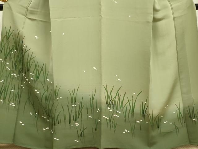 平和屋着物▽訪問着 単衣 舞桜文 暈し染め 金彩 正絹 逸品 DAAP7427du