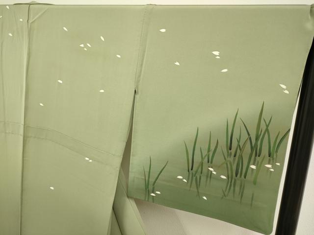 平和屋着物▽訪問着 単衣 舞桜文 暈し染め 金彩 正絹 逸品 DAAP7427du