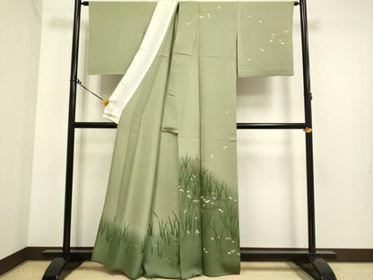 平和屋着物▽訪問着 単衣 舞桜文 暈し染め 金彩 正絹 逸品 DAAP7427du