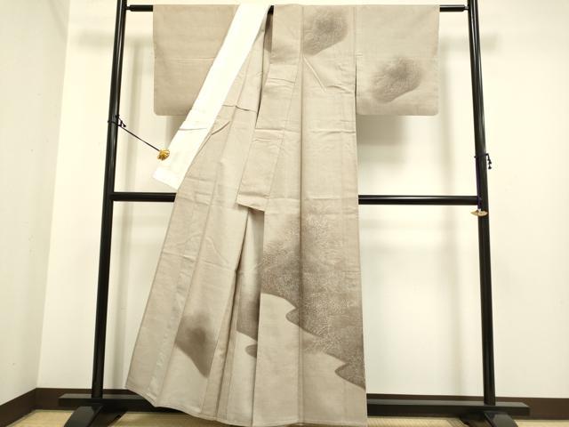 平和屋着物▽訪問着 単衣 紬地 草花文 正絹 逸品 DAAP7429du