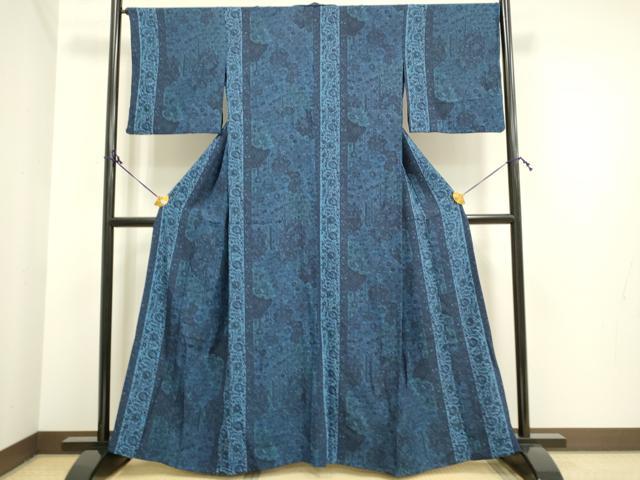 平和屋着物▽上質な小紋 単衣 更紗花文 正絹 逸品 DAAP7431du