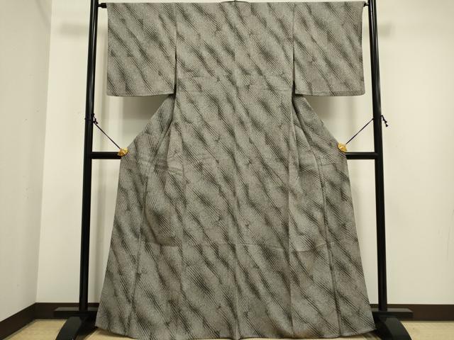 平和屋着物▽上質な小紋　単衣　変わり縞　正絹　逸品　DAAP7437du