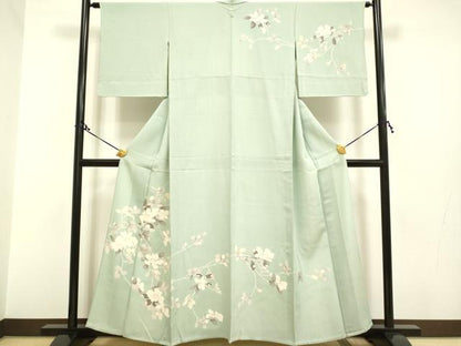 平和屋着物▽訪問着 単衣 友禅 枝花文 正絹 逸品 DAAP7441du