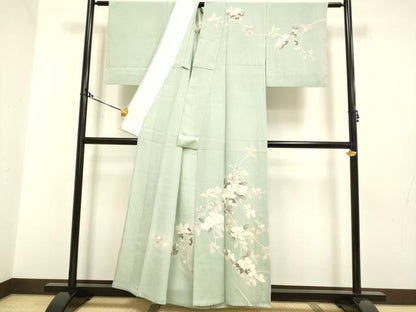 平和屋着物▽訪問着 単衣 友禅 枝花文 正絹 逸品 DAAP7441du