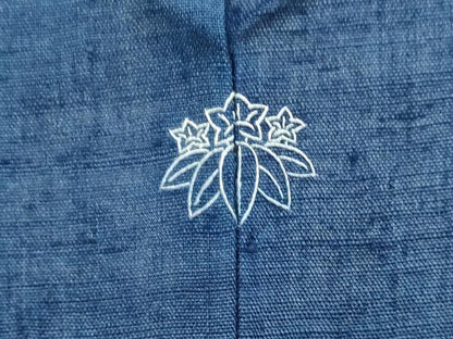 平和屋着物▽訪問着 単衣 藍 紬地 刺繍 草花文 正絹 逸品 DAAP7449du