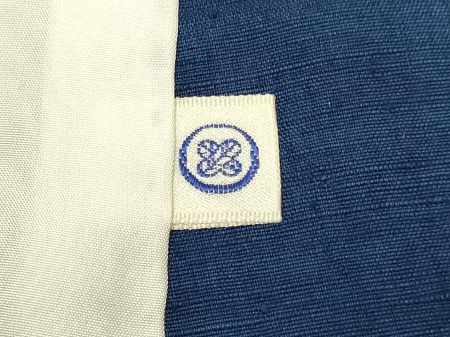 平和屋着物▽訪問着 単衣 藍 紬地 刺繍 草花文 正絹 逸品 DAAP7449du
