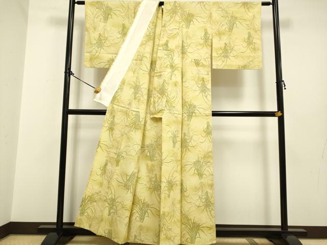 平和屋着物▽上質な紬 単衣 草花文 正絹 逸品 DAAP7450du