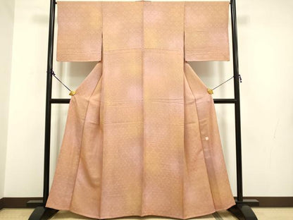 平和屋着物▽上質な小紋 単衣 作家物 吉祥花地紋 暈し染め 正絹 逸品 DAAP7451du