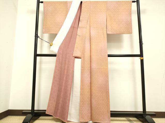 平和屋着物▽上質な小紋 単衣 作家物 吉祥花地紋 暈し染め 正絹 逸品 DAAP7451du
