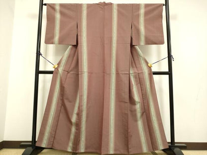 平和屋着物▽上質な紬　単衣　間道　正絹　逸品　DAAP7452du