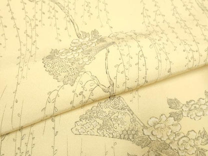 平和屋着物▽上質な小紋 単衣 手描き 枝花文 正絹 逸品 DAAP7453du