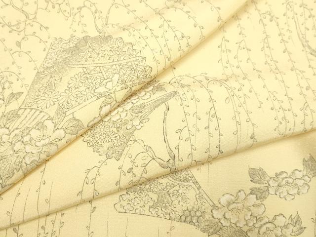 平和屋着物▽上質な小紋 単衣 手描き 枝花文 正絹 逸品 DAAP7453du
