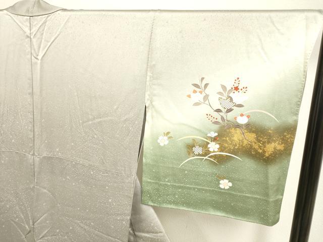平和屋着物▽訪問着 単衣 草花文 暈し染め 金彩 正絹 逸品 DAAP7454du