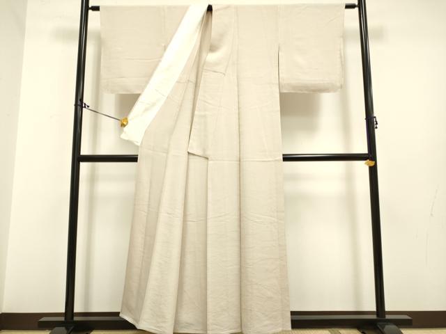 平和屋着物▽上質な色無地　単衣　芝地紋　白茶色　正絹　逸品　DAAP7457du