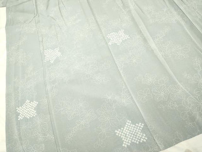 平和屋着物▽上質な小紋 単衣 絞り 草花文 正絹 逸品 DAAP7458du
