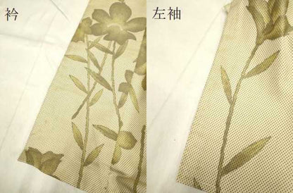 平和屋着物▽上質な紬 単衣 草花文 正絹 逸品 DAAP7460du