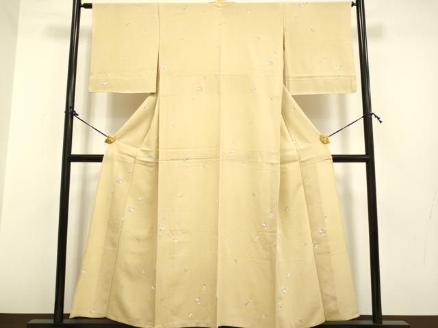 平和屋着物▽上質な小紋　単衣　破れ色紙花文　正絹　逸品　DAAP7461du