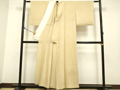 平和屋着物▽上質な小紋　単衣　破れ色紙花文　正絹　逸品　DAAP7461du
