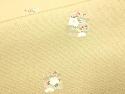 平和屋着物▽上質な小紋　単衣　破れ色紙花文　正絹　逸品　DAAP7461du