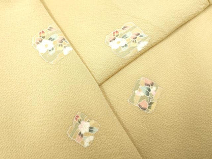 平和屋着物▽上質な小紋　単衣　破れ色紙花文　正絹　逸品　DAAP7461du