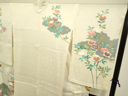 平和屋着物▽東京手描友禅 安達雅一 訪問着 単衣 駒刺繍 橘 金彩 正絹 逸品 DAAP7464du