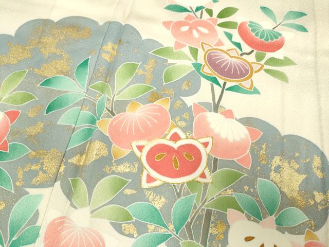 平和屋着物▽東京手描友禅 安達雅一 訪問着 単衣 駒刺繍 橘 金彩 正絹 逸品 DAAP7464du
