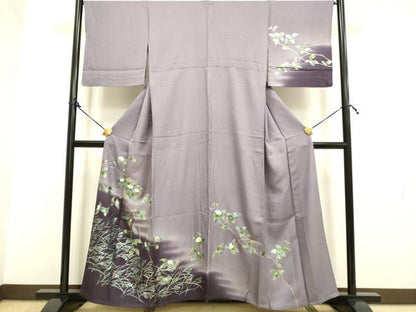 平和屋着物▽訪問着　単衣　螺鈿　枝花文　暈し染め　金彩　正絹　逸品　DAAP7465du