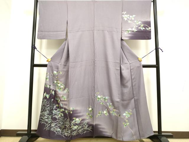平和屋着物▽訪問着　単衣　螺鈿　枝花文　暈し染め　金彩　正絹　逸品　DAAP7465du