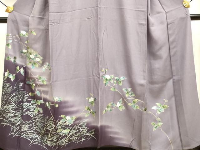 平和屋着物▽訪問着　単衣　螺鈿　枝花文　暈し染め　金彩　正絹　逸品　DAAP7465du