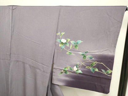 平和屋着物▽訪問着　単衣　螺鈿　枝花文　暈し染め　金彩　正絹　逸品　DAAP7465du