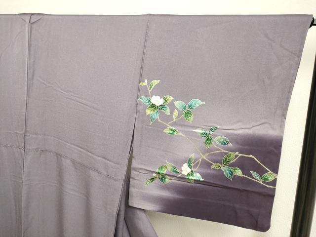 平和屋着物▽訪問着　単衣　螺鈿　枝花文　暈し染め　金彩　正絹　逸品　DAAP7465du