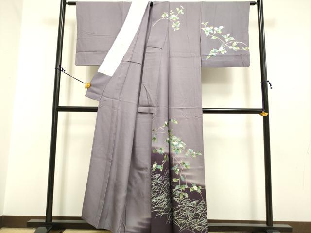 平和屋着物▽訪問着　単衣　螺鈿　枝花文　暈し染め　金彩　正絹　逸品　DAAP7465du