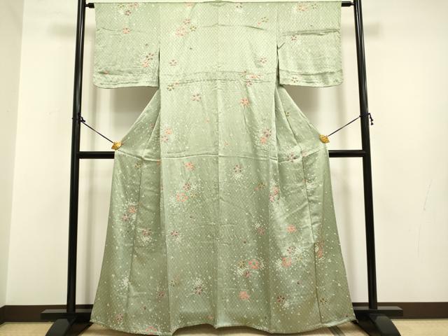 平和屋着物▽上質な小紋　単衣　絞り　舞花文　正絹　逸品　DAAP7466du