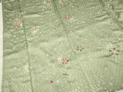 平和屋着物▽上質な小紋　単衣　絞り　舞花文　正絹　逸品　DAAP7466du