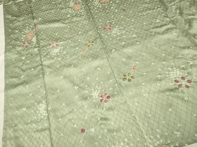 平和屋着物▽上質な小紋　単衣　絞り　舞花文　正絹　逸品　DAAP7466du