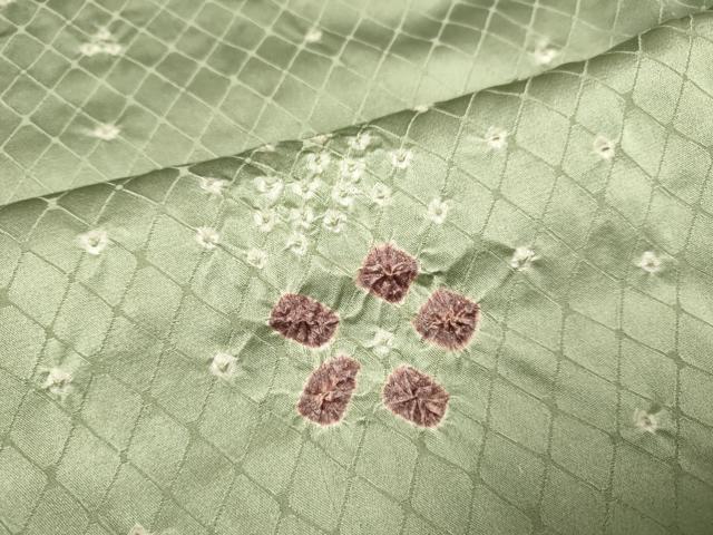 平和屋着物▽上質な小紋　単衣　絞り　舞花文　正絹　逸品　DAAP7466du