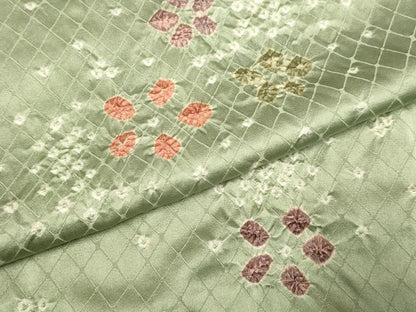 平和屋着物▽上質な小紋　単衣　絞り　舞花文　正絹　逸品　DAAP7466du