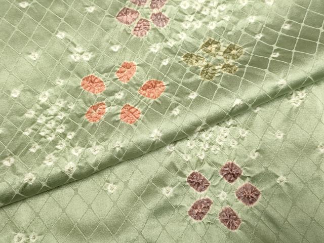 平和屋着物▽上質な小紋　単衣　絞り　舞花文　正絹　逸品　DAAP7466du