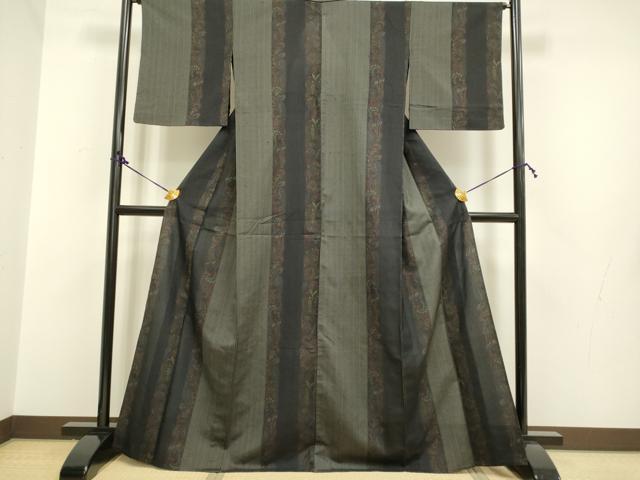 平和屋着物▽上質な紬 単衣 更紗花間道 正絹 逸品 DAAP7467du