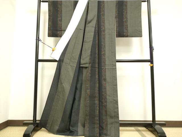 平和屋着物▽上質な紬 単衣 更紗花間道 正絹 逸品 DAAP7467du