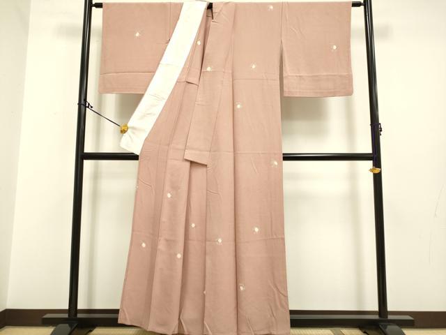 平和屋着物▽上質な小紋 単衣 草花文 銀通し地 正絹 逸品 DAAP7468du