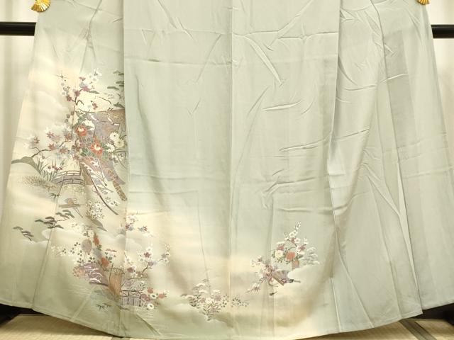 平和屋着物▽訪問着 単衣 几帳風景花文 暈し染め 金彩 正絹 逸品 DAAP7470du