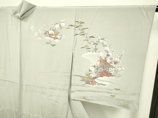 平和屋着物▽訪問着 単衣 几帳風景花文 暈し染め 金彩 正絹 逸品 DAAP7470du