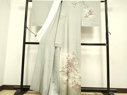 平和屋着物▽訪問着 単衣 几帳風景花文 暈し染め 金彩 正絹 逸品 DAAP7470du