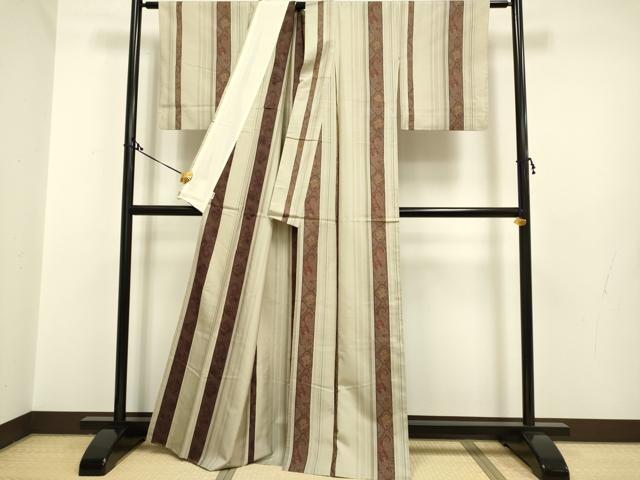 平和屋着物▽本場染大島紬 単衣 間道 高島屋扱い 正絹 逸品 DAAP7472du