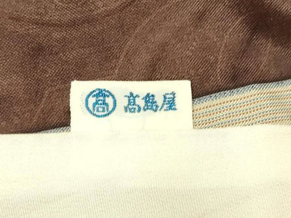 平和屋着物▽本場染大島紬 単衣 間道 高島屋扱い 正絹 逸品 DAAP7472du