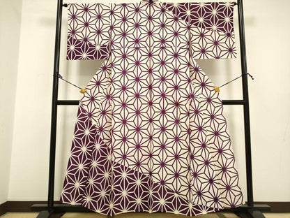 平和屋着物▽訪問着 単衣 麻の葉文様 正絹 逸品 DAAP7474du