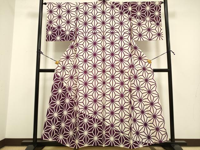平和屋着物▽訪問着 単衣 麻の葉文様 正絹 逸品 DAAP7474du