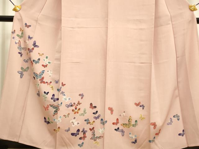 平和屋着物▽色留訪問着 単衣 手描き 舞蝶文 正絹 逸品 DAAP7478du